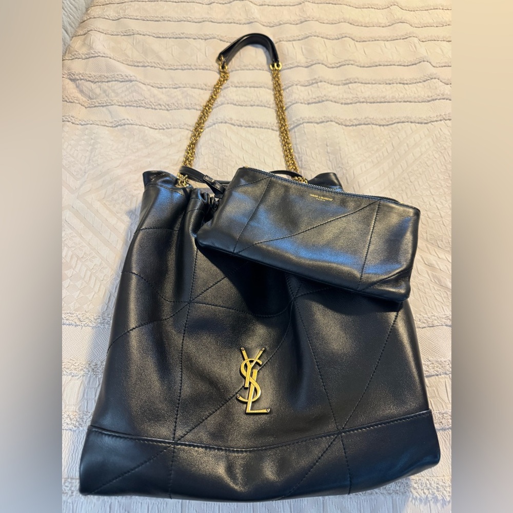 Yves Saint Laurent Jamie Pochon Lambskin Black and Gold Chain Shoulder Bag - Picture 3 of 7